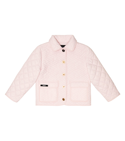 Shop Versace La Greca Quilted Jacket In Rosa