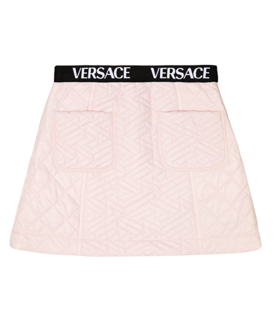 Shop Versace La Greca Quilted Skirt In Rosa