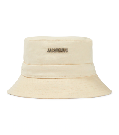 Shop Jacquemus Logo Canvas Bucket Hat In White