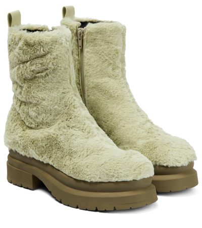 Shop Jw Anderson Faux Fur Ankle Boots In Light/pastel Green