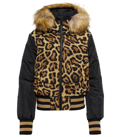 Shop Goldbergh Kitty Faux Fur-trimmed Puffer Jacket In Jaguar