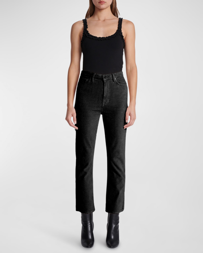 Shop 7 For All Mankind Ultra High Rise Slim Kick Cropped Corduroy Jeans In Black Cord