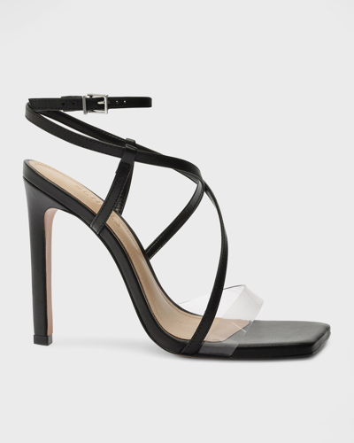 Shop Schutz Aisha Metallic Ankle-strap Sandals In Transparente/blac