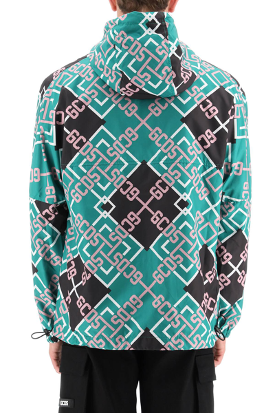 Gcds Monogram-pattern Zip-up Jacket In Green