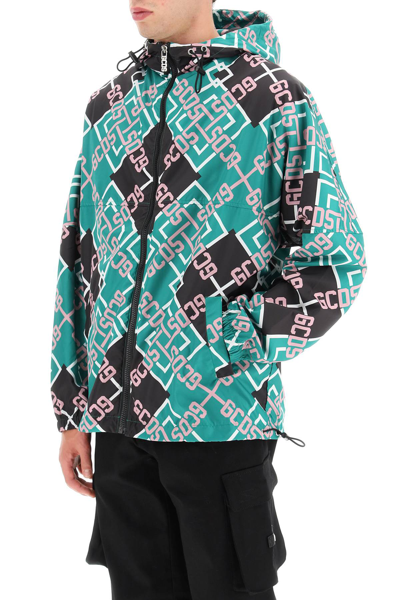 Gcds Monogram-pattern Zip-up Jacket In Green