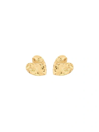 Shop Oscar De La Renta Crushed Heart Earrings In Gold
