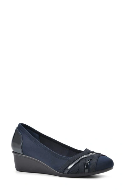 Shop Cliffs By White Mountain Bowie Wedge Pump In Navy/ Nylon