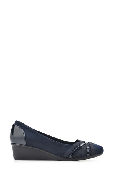 Shop Cliffs By White Mountain Bowie Wedge Pump In Navy/ Nylon