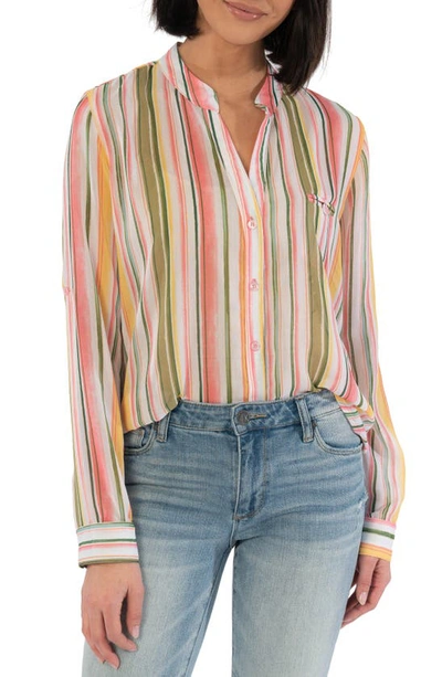 Shop Kut From The Kloth Jasmine Top In Watercolor Ivory/ Coral