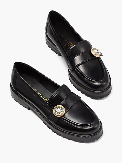 Shop Kate Spade Posh Loafers In Black