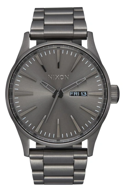 Shop Nixon Sentry Bracelet Watch, 42mm In Gunmetal