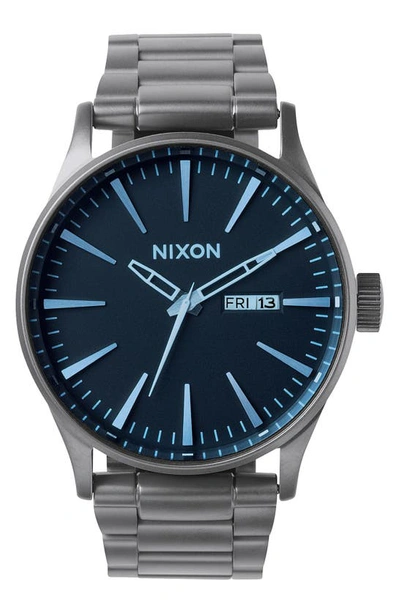 Shop Nixon Sentry Bracelet Watch, 42mm In Gunmetal