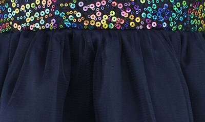 Shop Popatu Kids' Sequin Bodice Tulle Dress In Navy