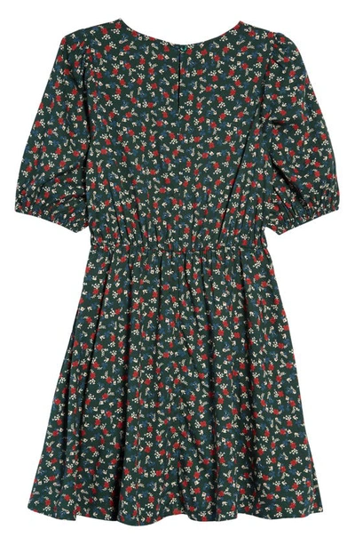 Shop Nordstrom Kids' Puff Sleeve Dress In Green Pinecone Ditsy