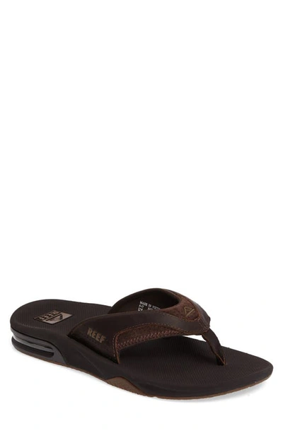 Shop Reef 'fanning Leather' Flip Flop In Brown Leather