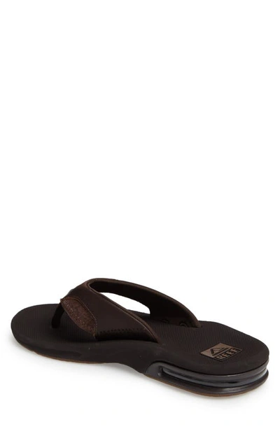 Shop Reef 'fanning Leather' Flip Flop In Brown Leather