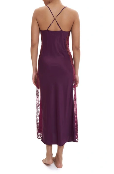 Shop Rya Collection Darling Satin & Lace Nightgown In Eggplant