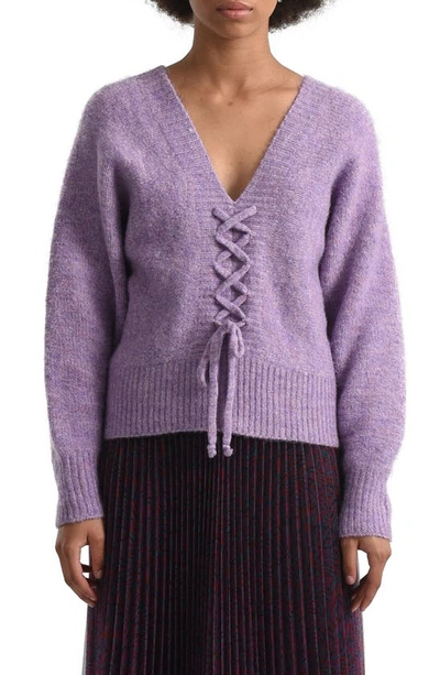 Shop Molly Bracken V-neck Sweater In Lilac