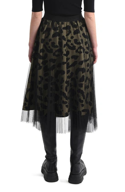 Shop Molly Bracken Layered Leopard Print Skirt In Khaki