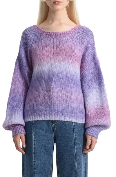 Shop Molly Bracken Cotton Candy Balloon Sleeve Sweater In Lilac