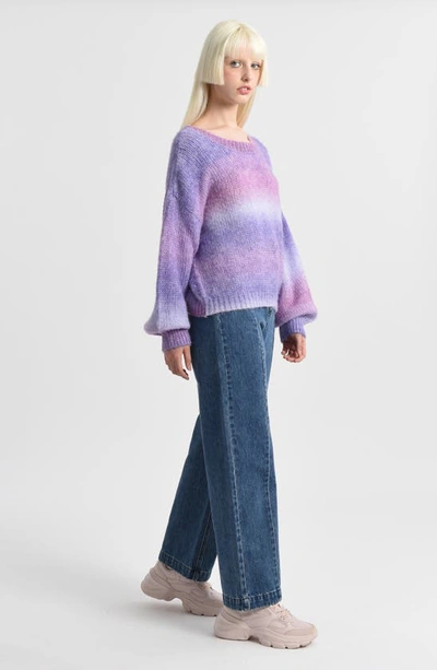 Shop Molly Bracken Cotton Candy Balloon Sleeve Sweater In Lilac
