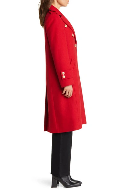 Shop Sam Edelman Crested Button Wool Blend Coat In Red