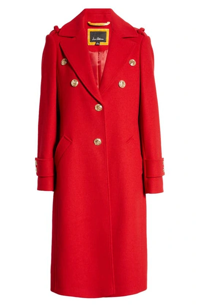 Shop Sam Edelman Crested Button Wool Blend Coat In Red