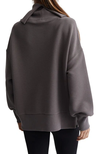 Varley Milton Oversized Ribbed Cotton-blend Jersey Turtleneck Sweatshirt In Deep Charcoal