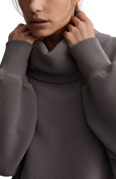 Varley Milton Oversized Ribbed Cotton-blend Jersey Turtleneck Sweatshirt In Deep Charcoal