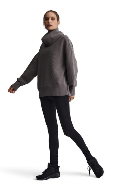 Varley Milton Oversized Ribbed Cotton-blend Jersey Turtleneck Sweatshirt In Deep Charcoal