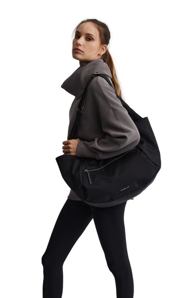 Varley Milton Oversized Ribbed Cotton-blend Jersey Turtleneck Sweatshirt In Deep Charcoal