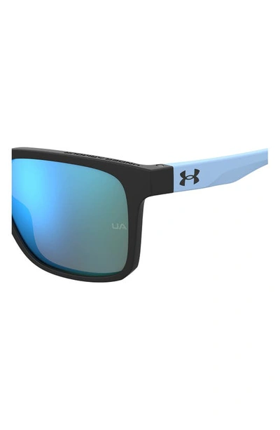 Shop Under Armour 57mm Rectangular Sunglasses In Matte Black Blue/ Multilayer