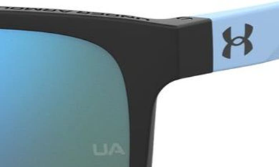 Shop Under Armour 57mm Rectangular Sunglasses In Matte Black Blue/ Multilayer