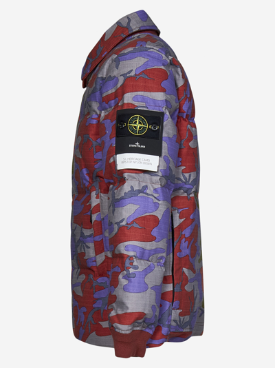 Shop Stone Island 435e6 S.i. Heritage Camo Ripstop Nylon Down Down Jacket In Multicolor