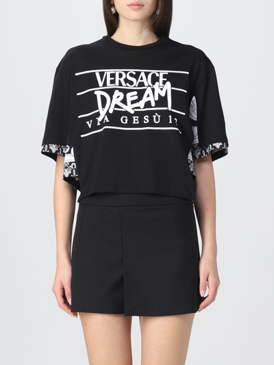 Shop Versace T-shirt  Woman Color Silver