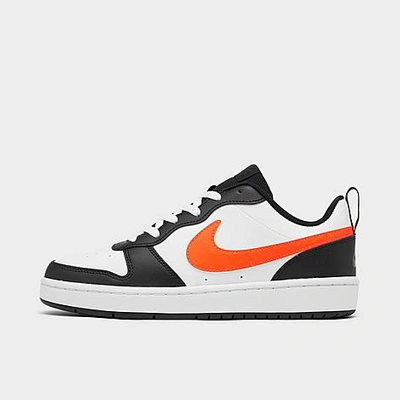 Shop Nike Big Kids' Court Borough Low 2 Casual Shoes In White/total Orange/black/dark Smoke Grey