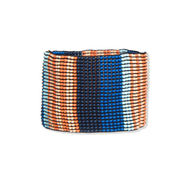 Shop Ink + Alloy Ink+alloy Lapis And Coral Stripe Stretch Bracelet In Blue