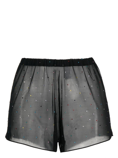 Shop Oseree Gem Tulle-netting Shorts In Black