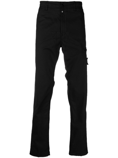 Shop Stone Island Slim-cut Cargo Trousers In Black