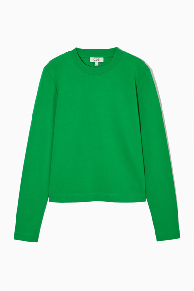 Shop Cos Regular-fit Heavyweight Long-sleeved T-shirt In Green