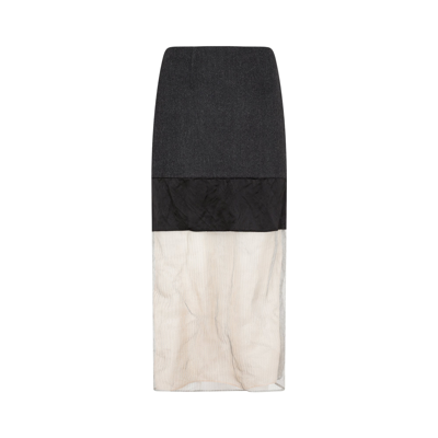 Shop Prada Cloth And Mesh Midi-skirt In Metallic