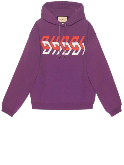 Shop Gucci Printed Purple Hoodie