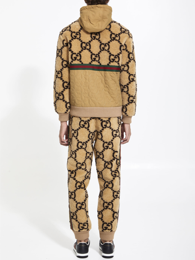 Shop Gucci Gg Jacquard Joggers In Camel