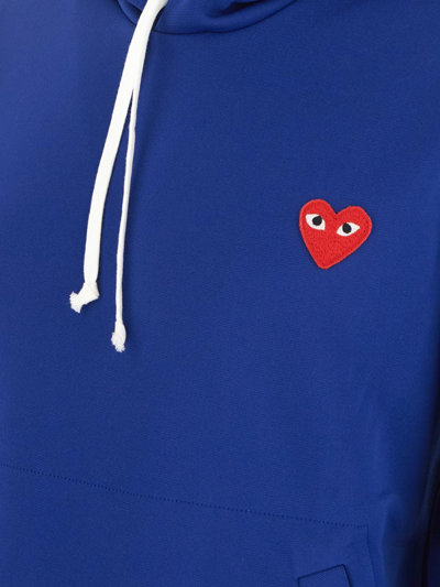 Shop Comme Des Garçons Play Logo Embroidered Hoodie In Blue
