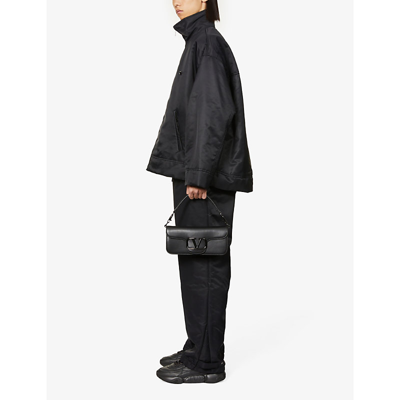 Shop Valentino Stud-embellished Boxy-fit Shell Jacket In Nero