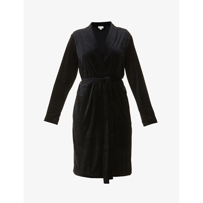 Shop Skin Vivienne Fleece Recycled-polyester Robe In Black