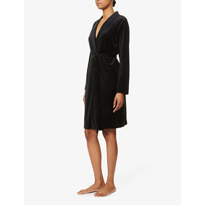 Shop Skin Vivienne Fleece Recycled-polyester Robe In Black