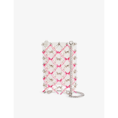 Shop Noir Kei Ninomiya Pearl-embellished Safety Pin Silicone Cross-body Bag In Silver Pink