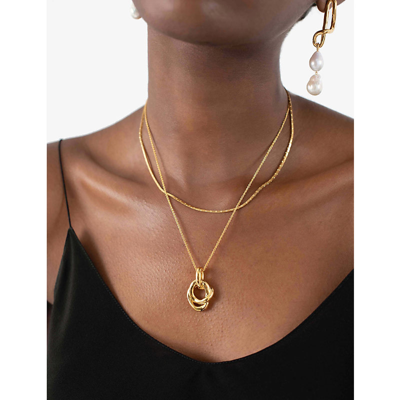 Shop Missoma Women's Gold Molten Twisted Double 18ct Yellow Gold-plated Brass Pendant Necklace