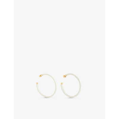Shop Jacquemus Les Creoles Platre Plaster And Brass Hoop Earrings In White